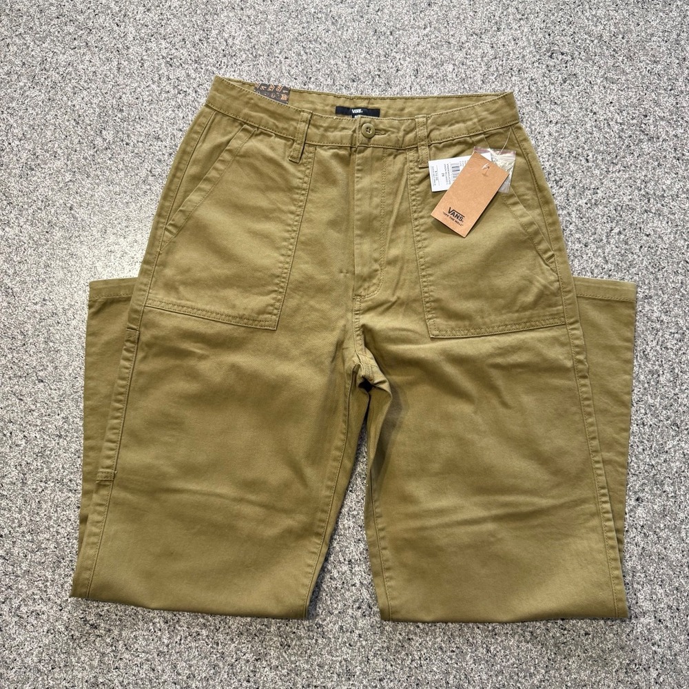 Vans Chino Skate Pants Womens 28x29 High Rise Relaxed Straight Leg Olive Green - Picture 2 of 7